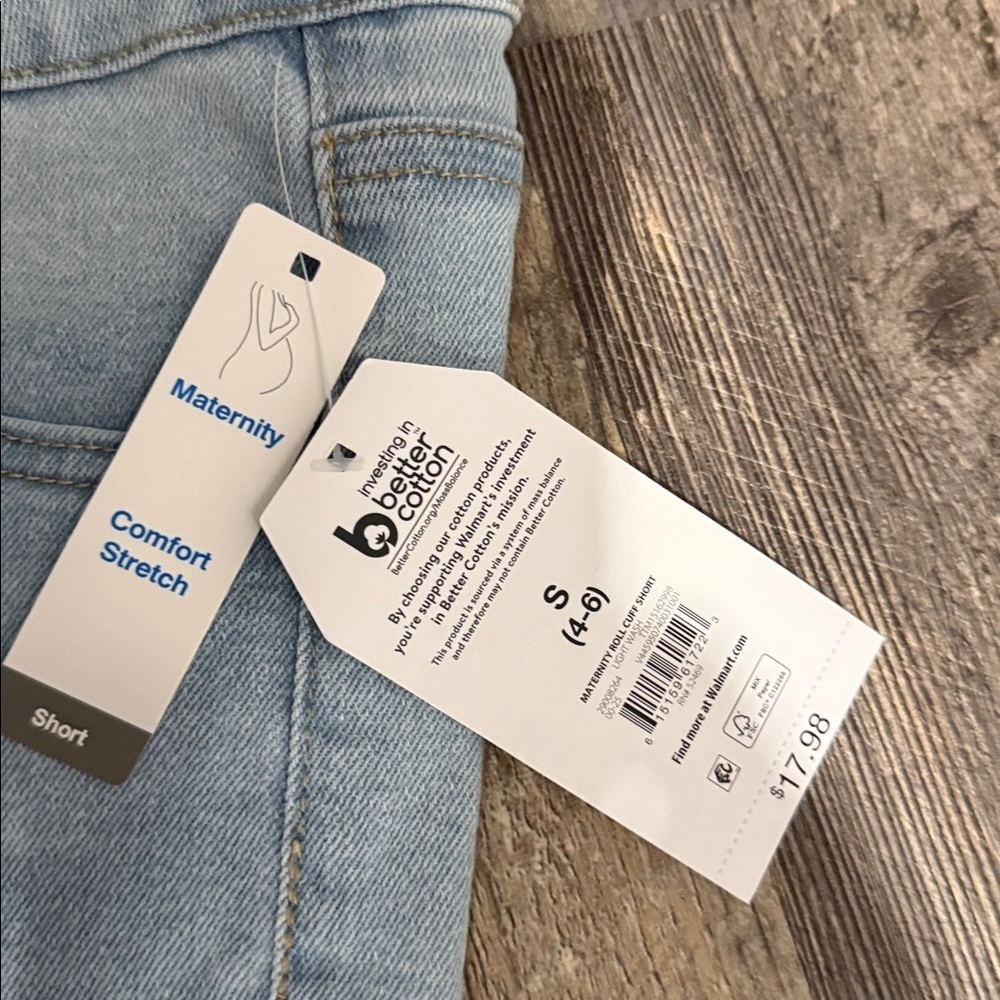 Denim Blue Women's maternity Shorts - Picture 4 of 8